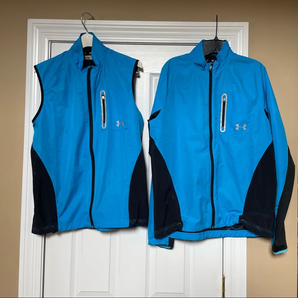 Matched Set of Under Armour Men’s Running Jacket and Running Vest Size Medium